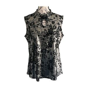 Marie Claire Burnout Velvet Sleeveless Top – Baroque Floral Cheongsam | Size L